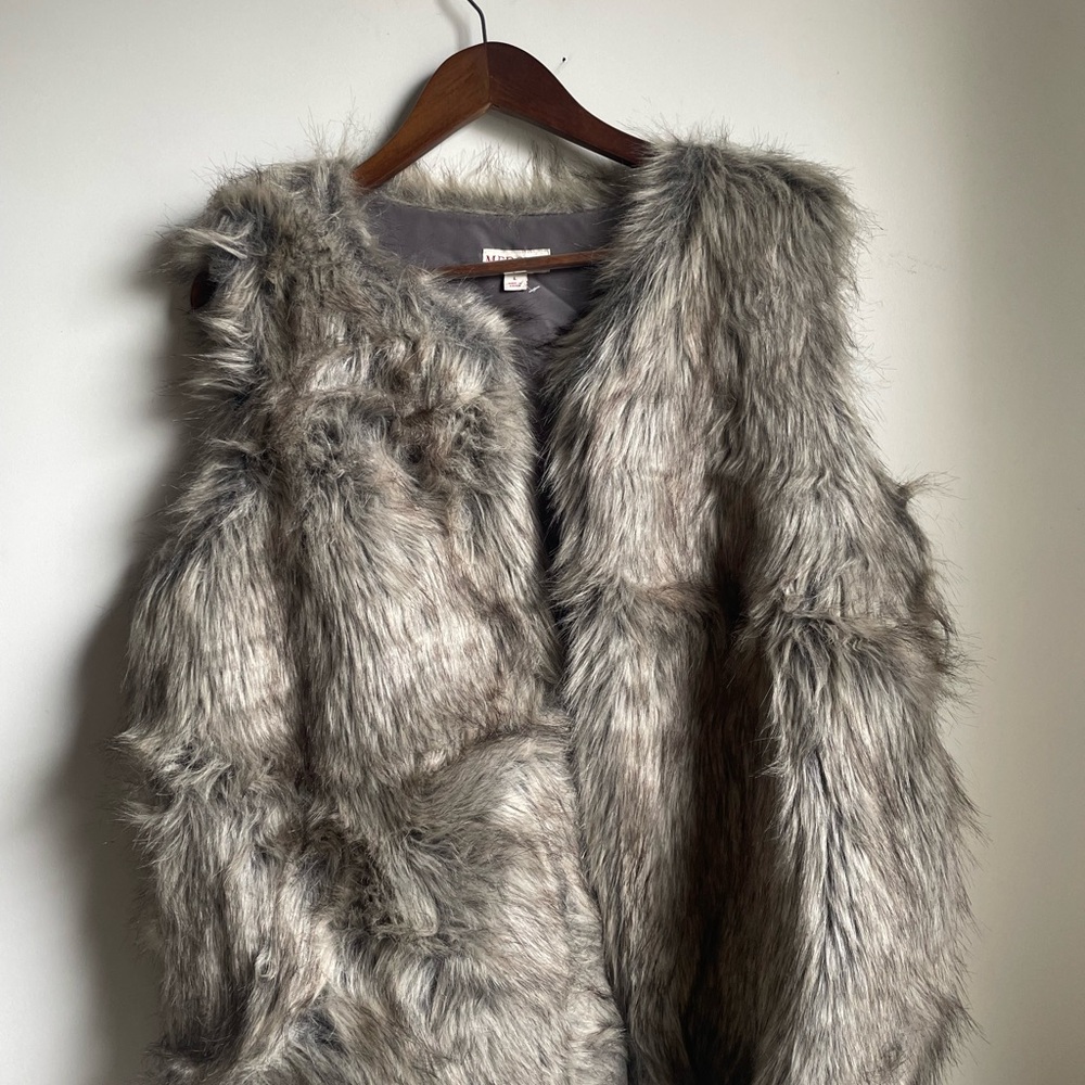 Gray Faux Fur Vest